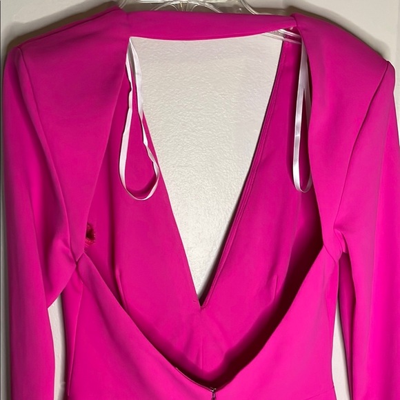 Betsy & Adam Pink Ruffled Long Sleeve Bodycon Dress - Picture 7 of 9